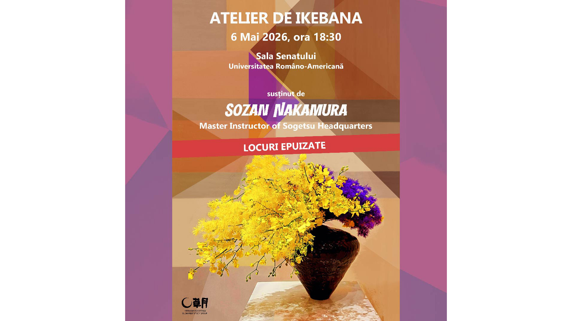 SOGETSU IKEBANA WORKSHOP with the Master Instructor of the Sogetsu Headquarters Sozan Nakamura Sensei